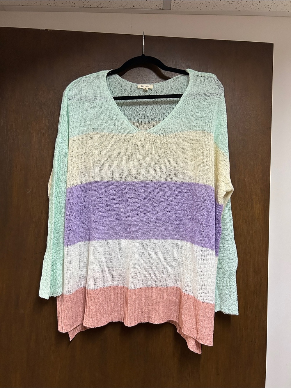 Striped Pastel V-Neck Sweater - Mint, Cream, Lavender, Blush